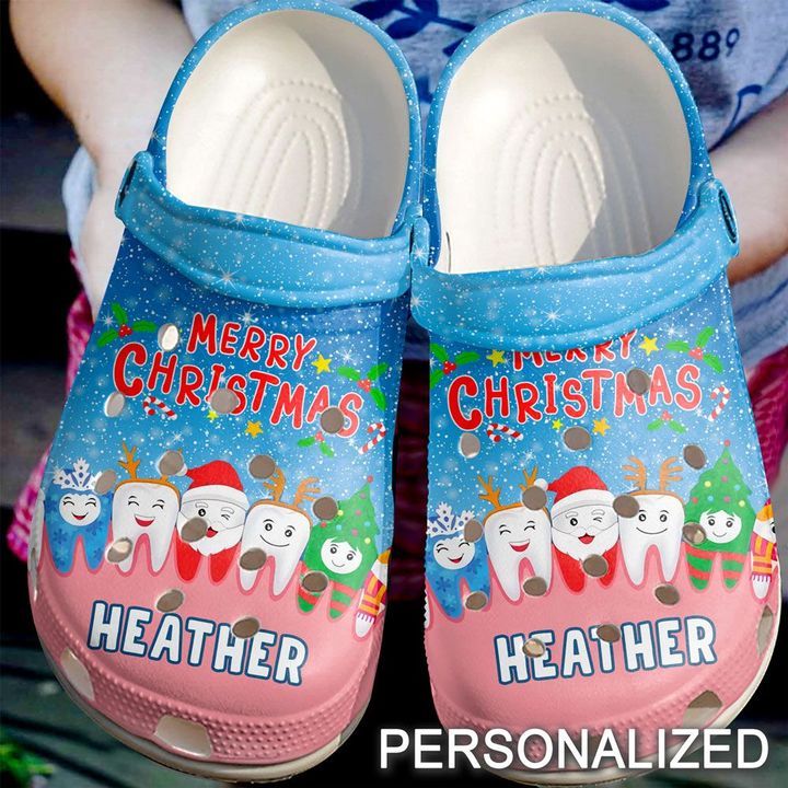 Dentist Personalized Merry Christmas Teeth Sku 825 Crocs Crocband Clog Comfortable For Mens Womens Classic Clog Water Shoes