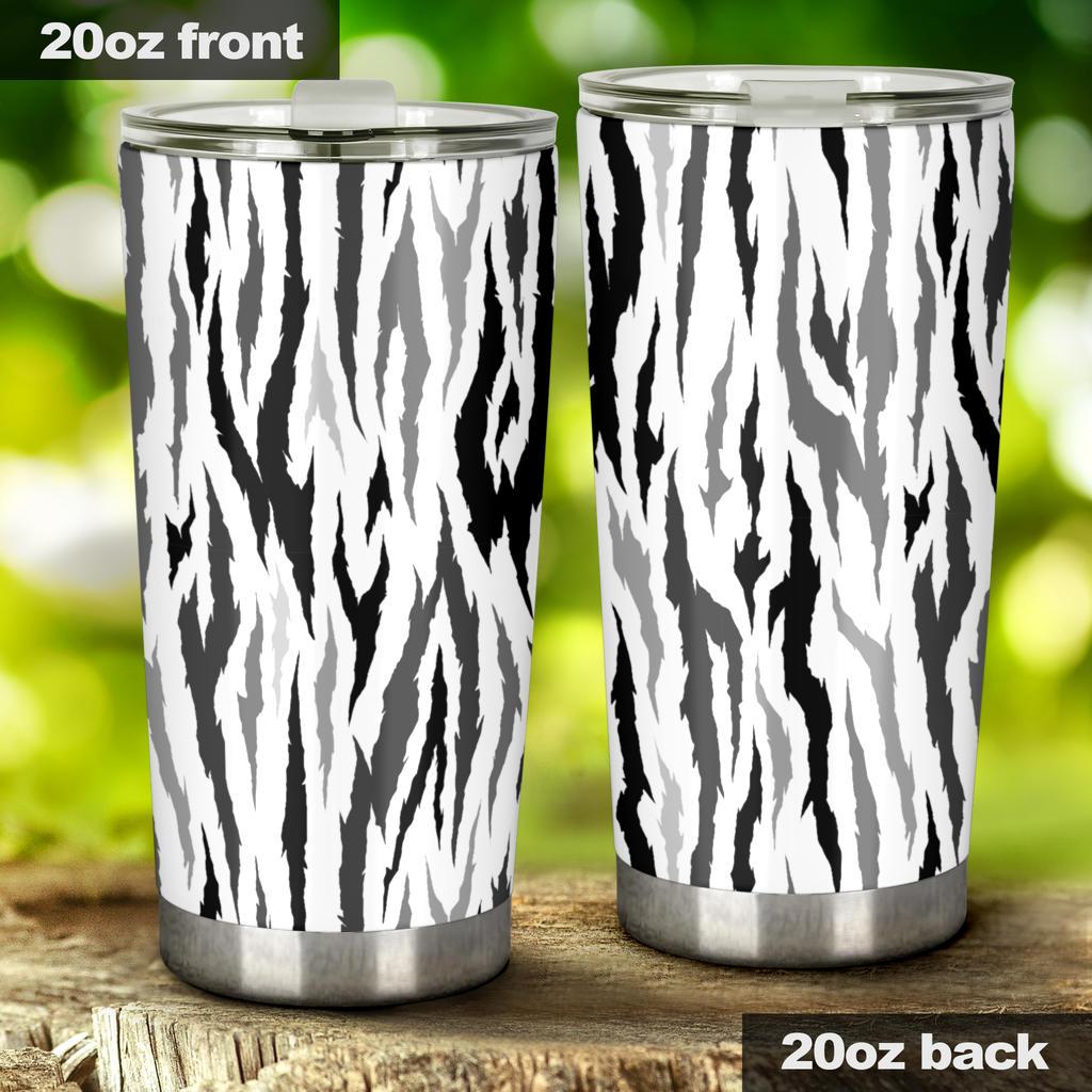 Gray Bengal Tiger Pattern Tumbler