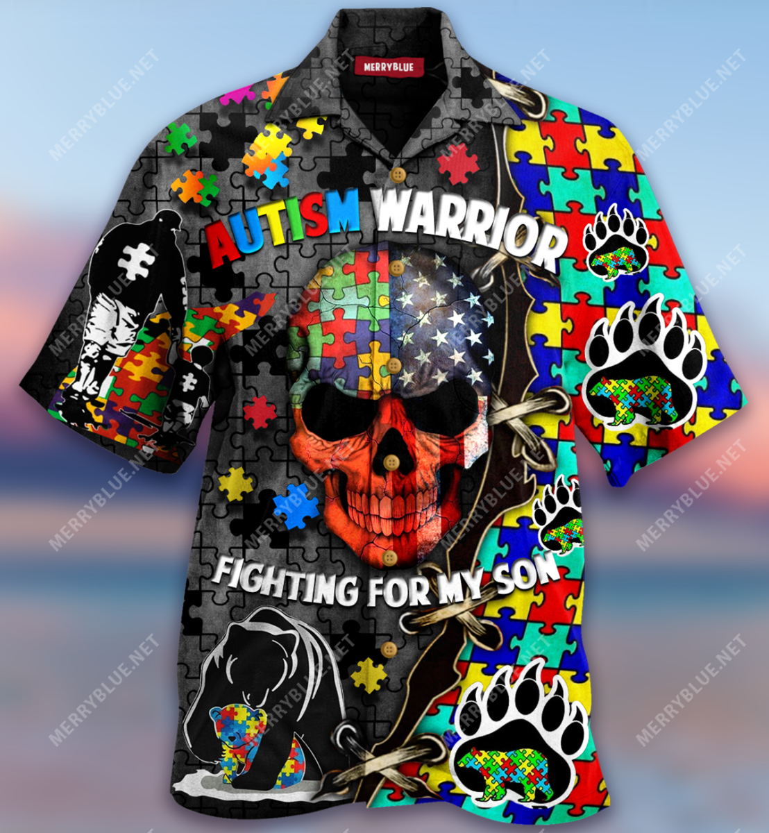 Autism Warrior Fighting For My Son Unisex Hawaiian Shirt