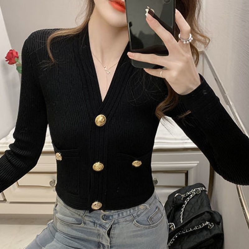 Cardigan Women Spring Comfortable Pure Color Elegant Soft Slim Ulzzang Crops Basic Chic Sweater Fit Fashion Button Stretchy Ins alx