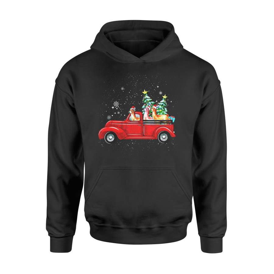 Christmas gift idea Cute Llama Driving Red Truck To Celebrate Xmas T-shirt – Standard Hoodie