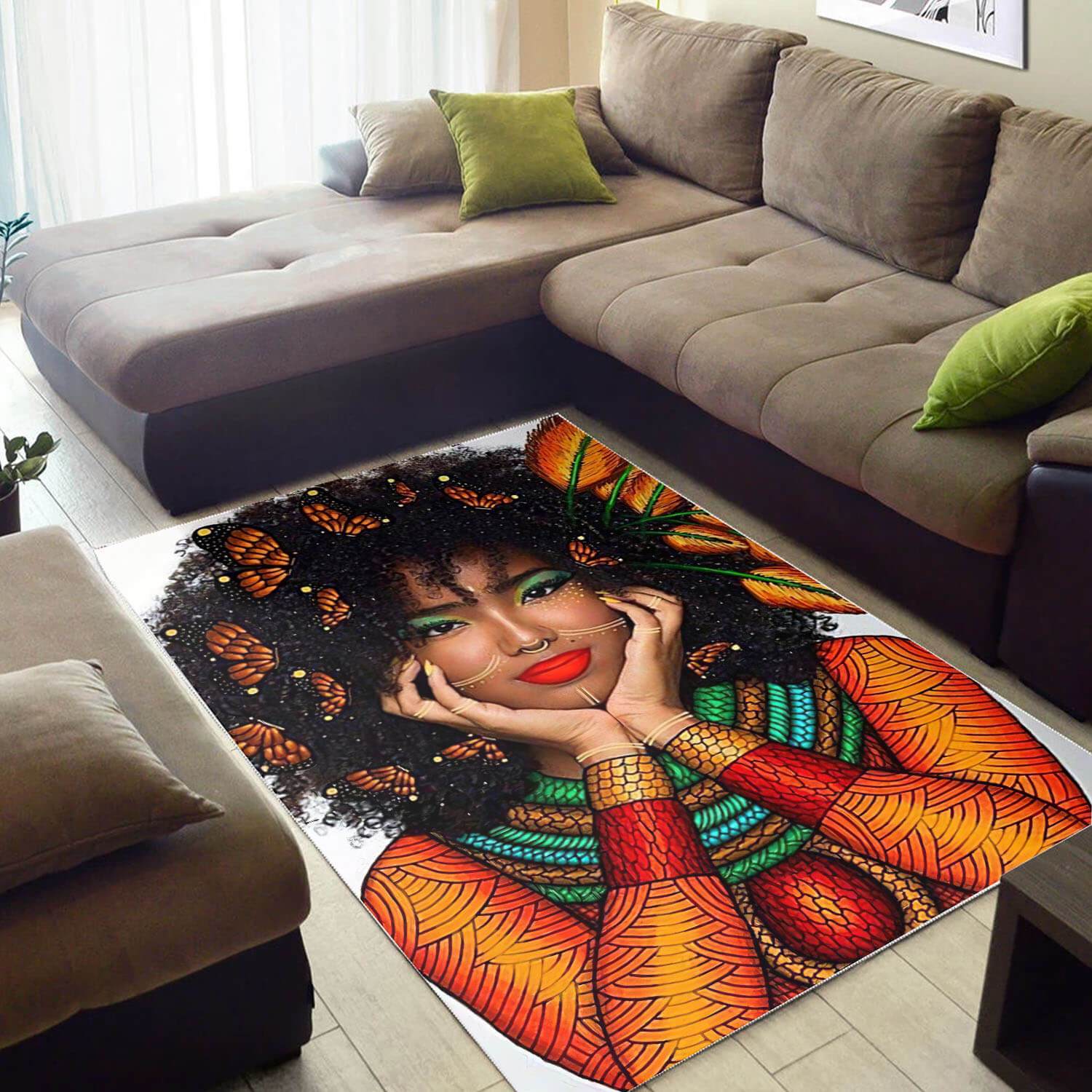 Afrocentric Area Rugs Beautiful Afro Lady Carpet African Design Afrocentric Themed Decor WBG34242