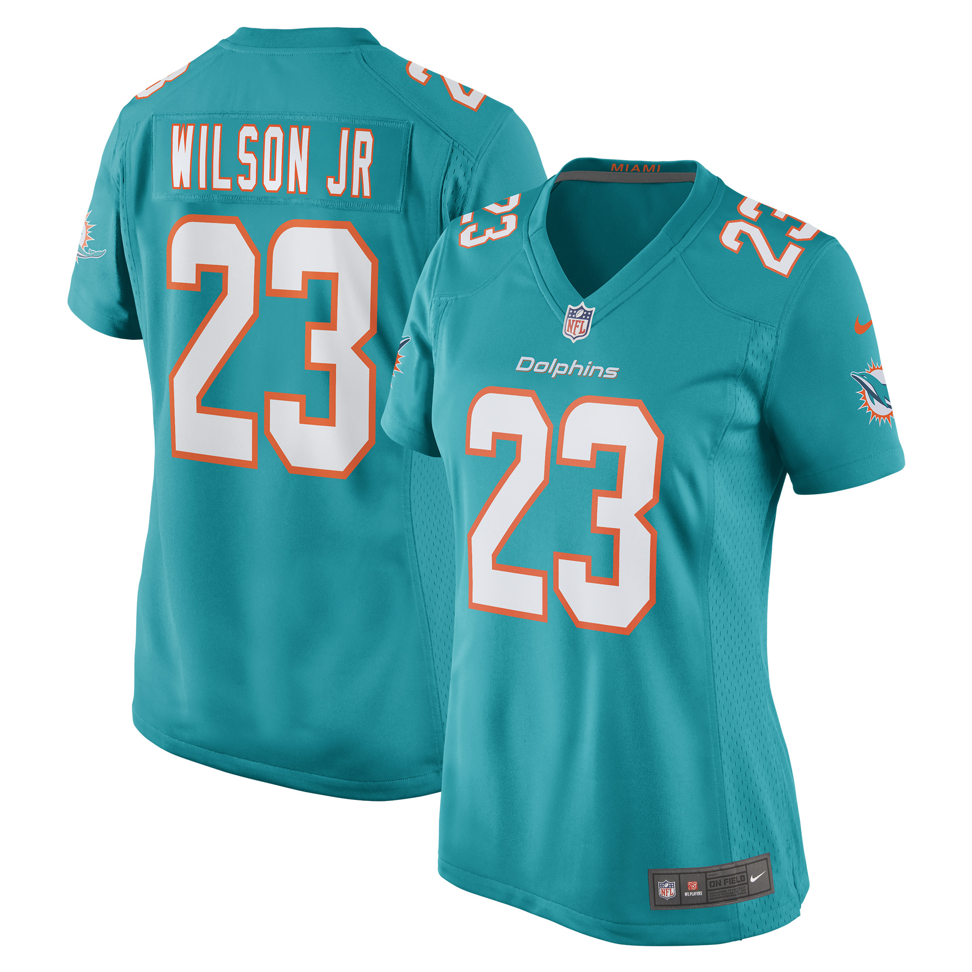 Jeff Wilson Jr. Miami Dolphins Women's Game Player Jersey – Aqua