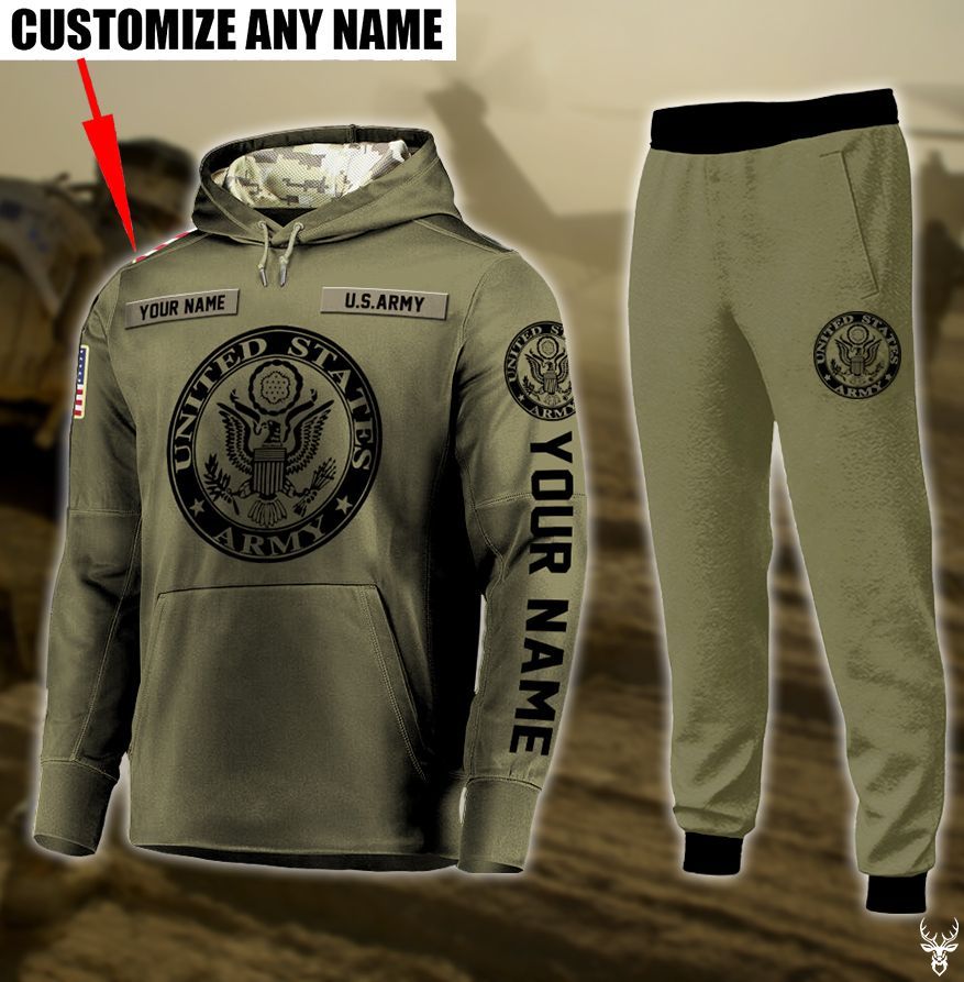 ZCB302009L97BL ARMY CUSTOM NAME PULLOVER HOODIE JOGGER CC