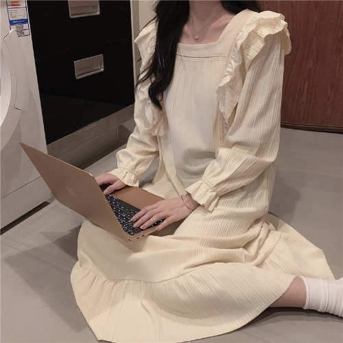 Tender Long Sleeve Nightgowns Women A-line Nightdress Sweet Simple Princess Spring Fall Gentle Vestidos Lounge Soft Ins Homewear alx