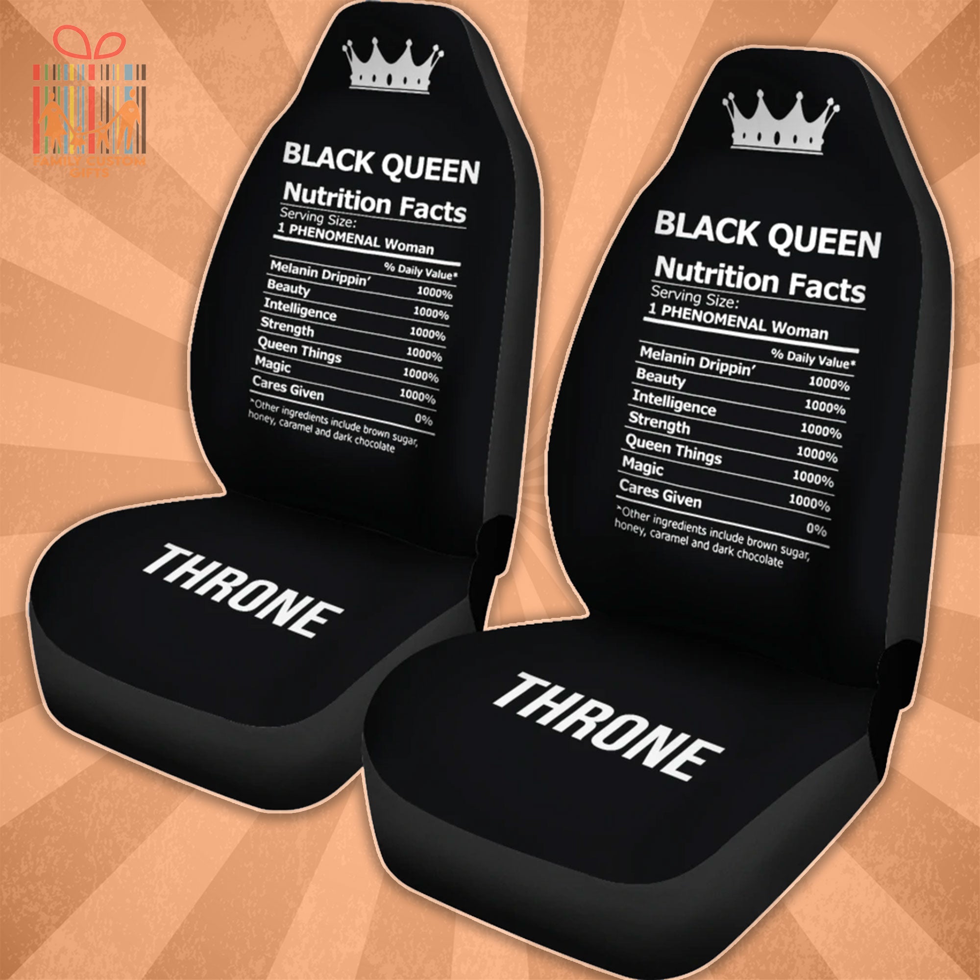 Custom Car Seat Cover Black Queen Nutritional Facts Seat Covers For Cars