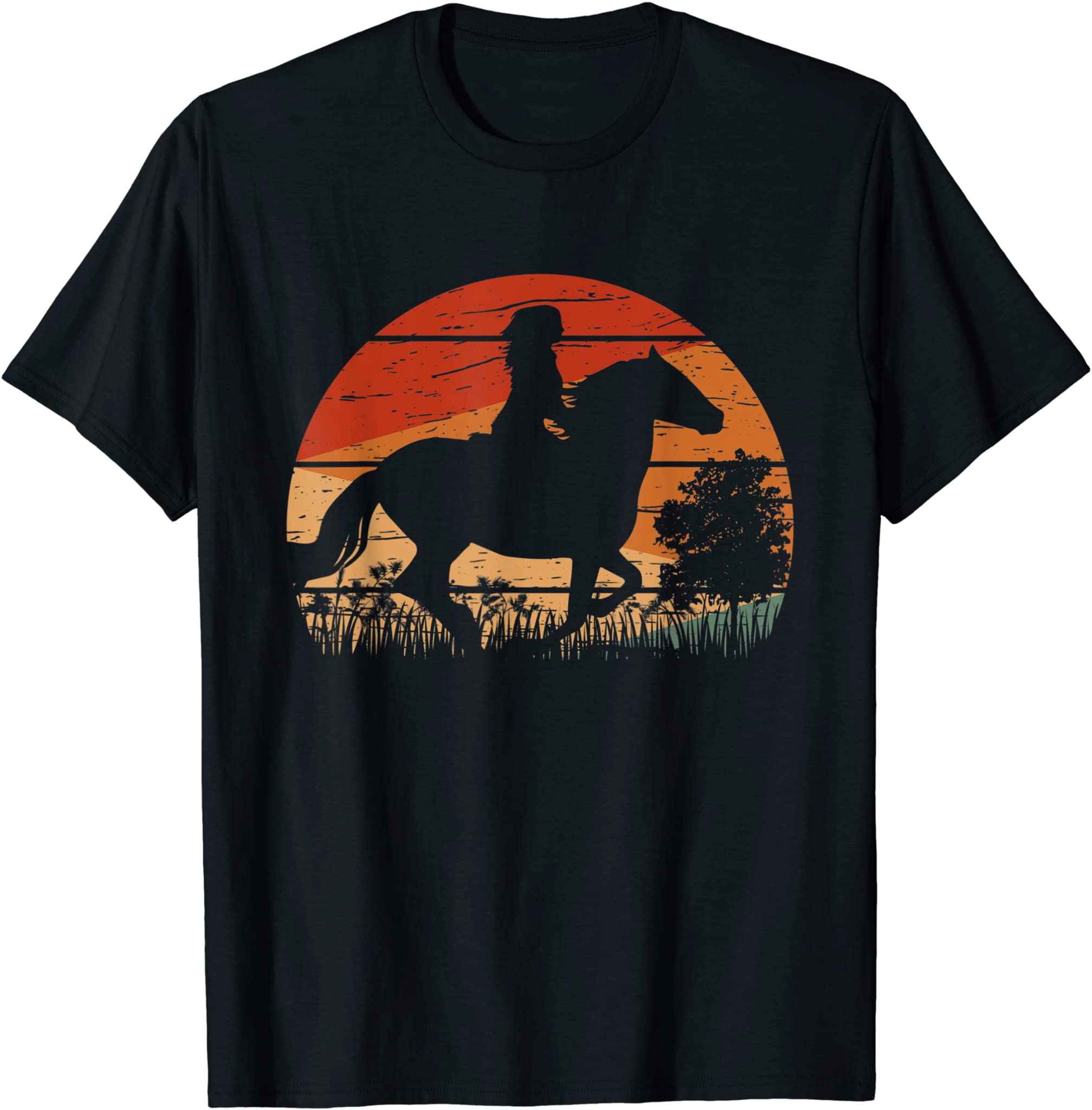 Girl Horse Riding Retro Style Vintage Cowgirl Rodeo Ranch T-Shirt