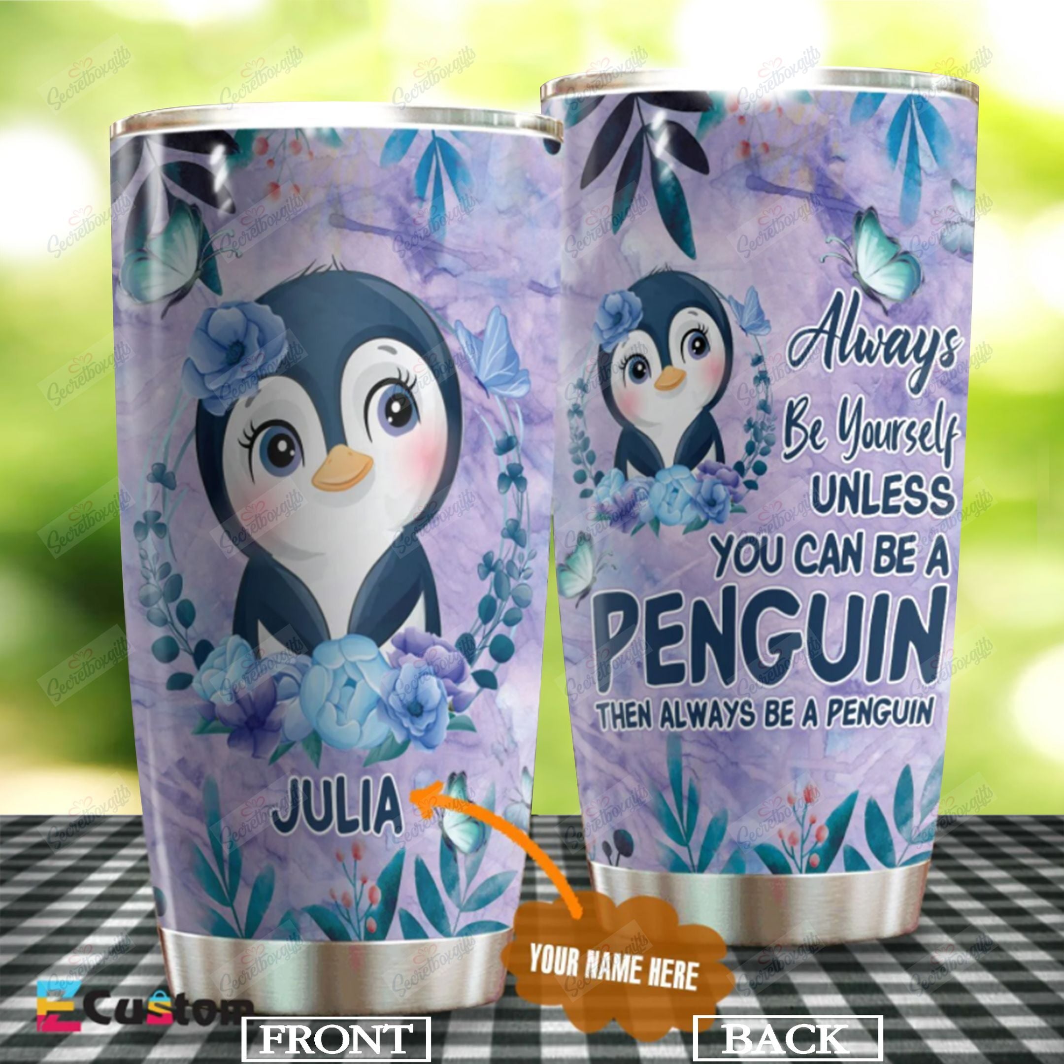 Penguin Personalized Dac221090 Stainless Steel Tumbler Travel Customize Name, Text, Number, Image