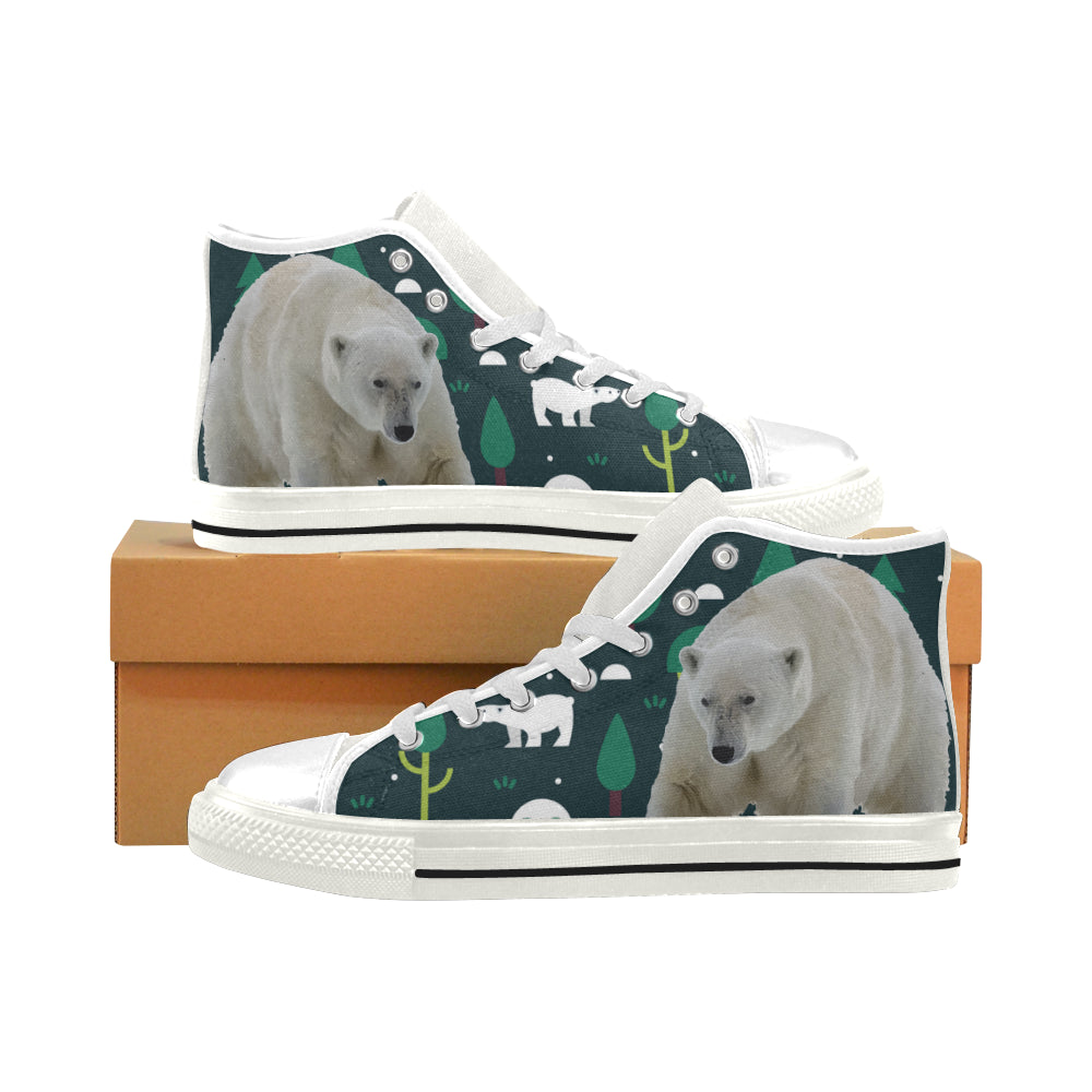 Polar Bear White Men’s Classic High Top Canvas Shoes