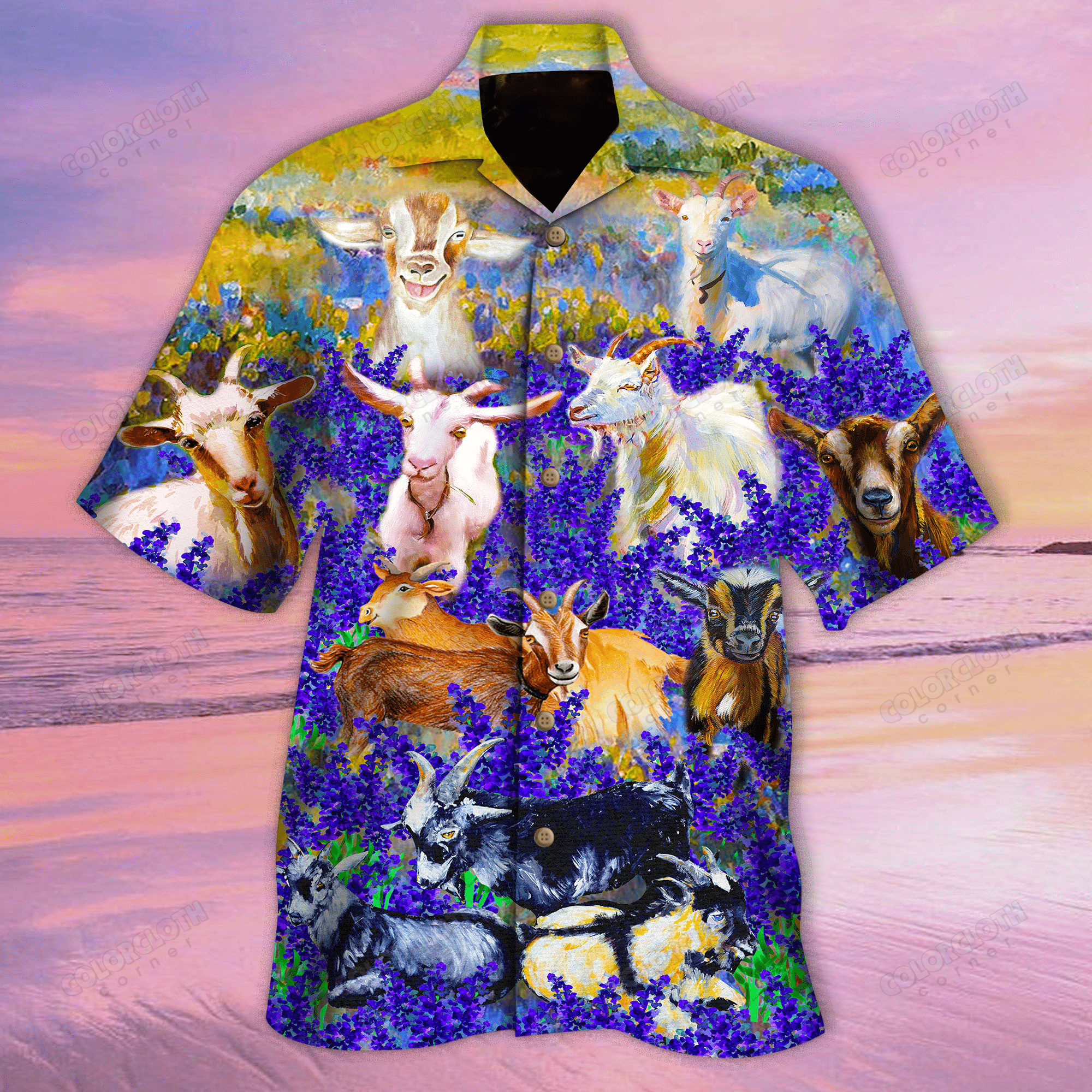 Goats In Bluebonnets Unisex Hawaii Shirt Ha33949