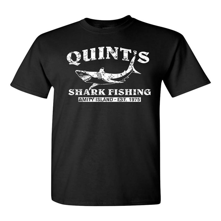 Quint’S Shark Fishing – Jaws Retro Men’S T-Shirt Black