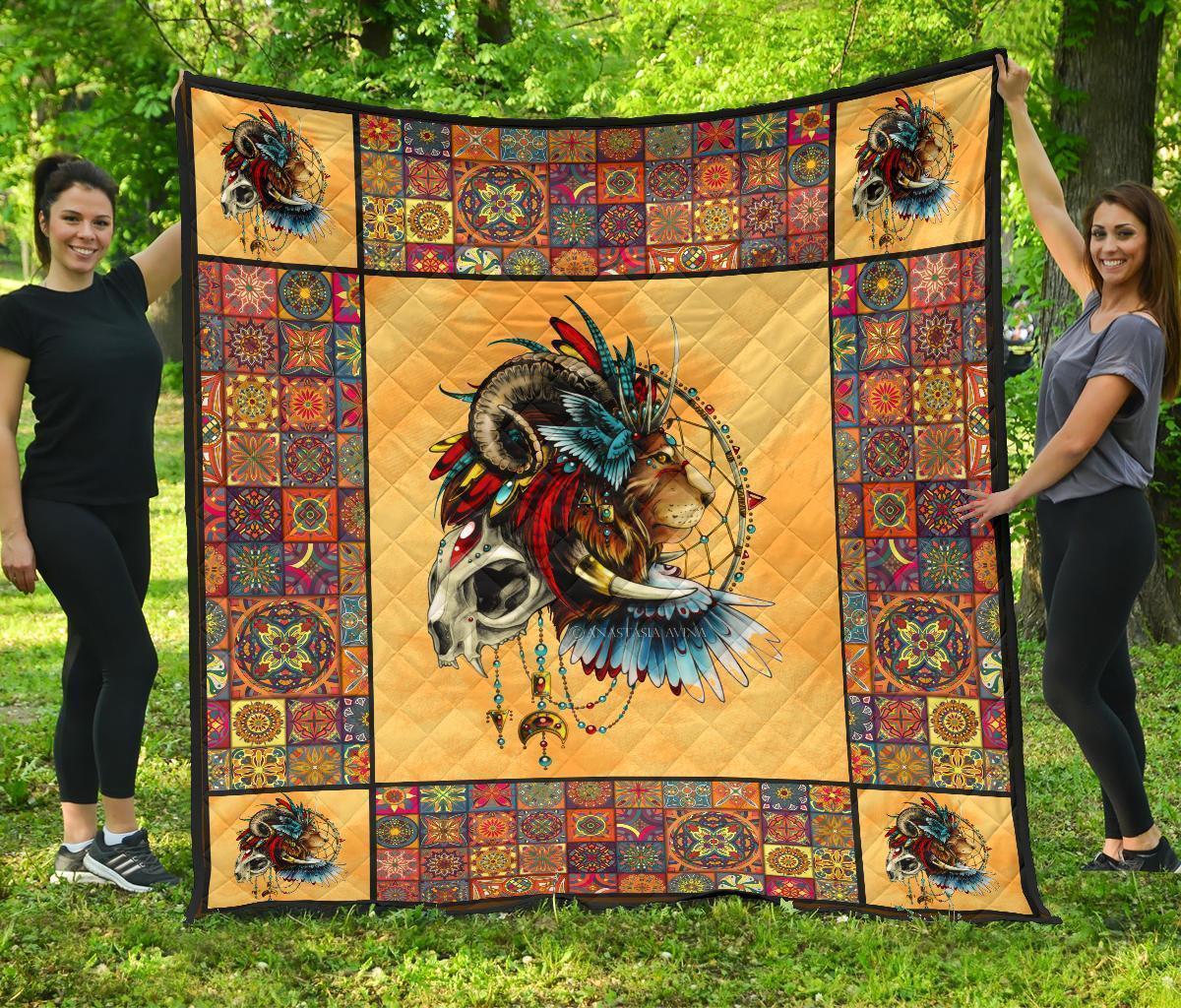 Native Lion Quilt Blanket Amazing Gift Idea