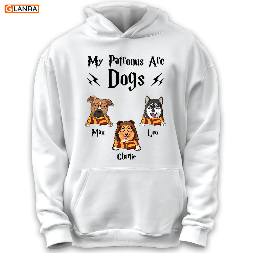 Personalized My Patronus Are Dogs White Hoodie, Custom Dog Hoodie, Hogwart School Hoodie, Magical Dogs, Gift For Dog Lovers, Birthday Gift For Dog Mom