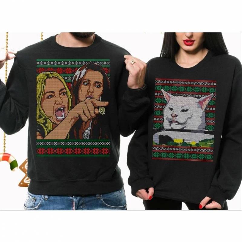 Woman Yelling At Cat Ugly Christmas Sweater-GST