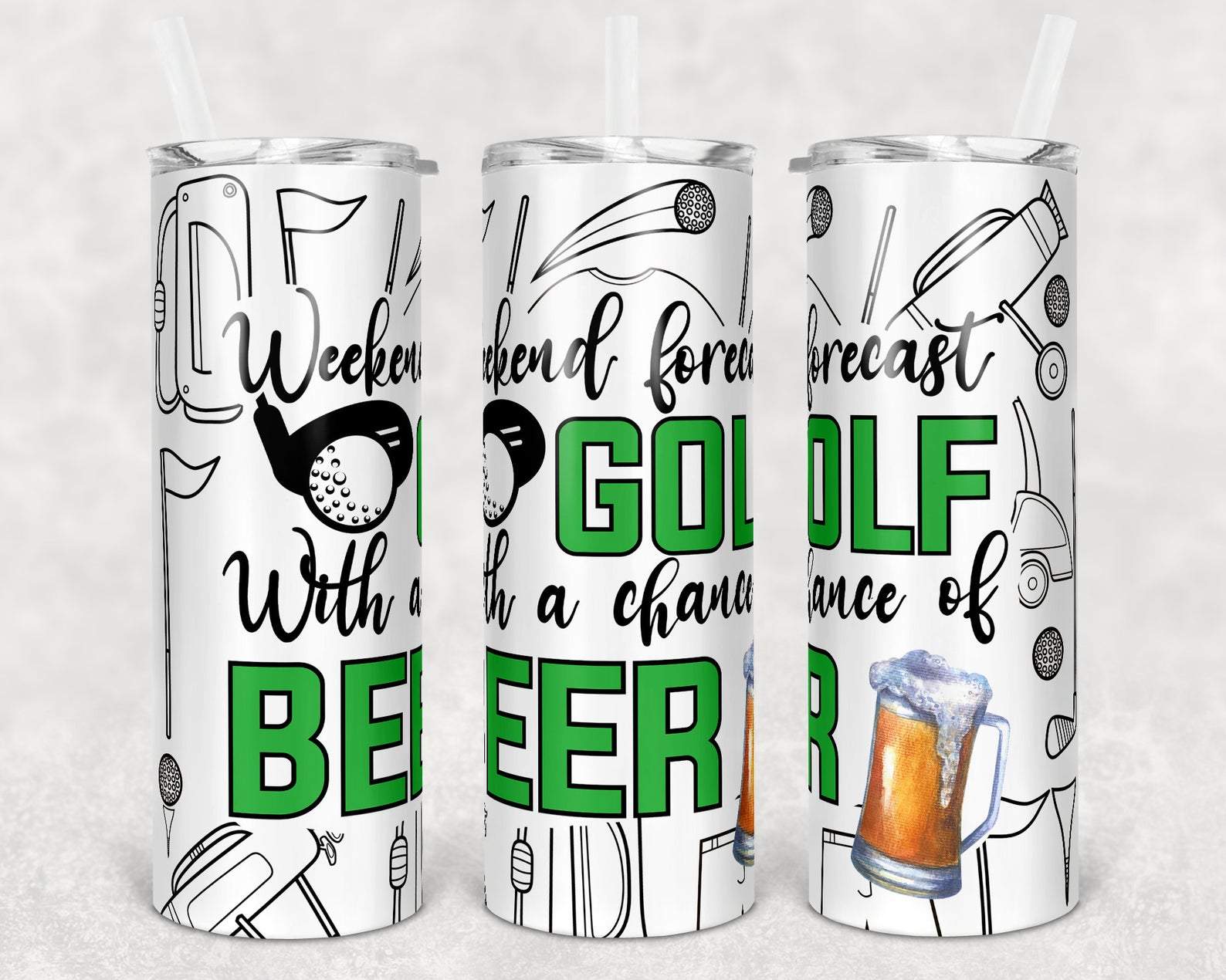 Custom Skinny Tumbler Golf With A Chance Of Beer – Perfect Gift For Her & Him
