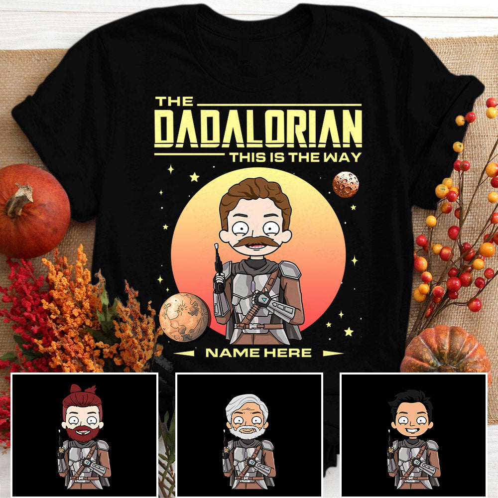 Personalized Cute Cartoon Art The Dadalorian This Is The Way Shirts For Husband Dad Grandpa Papa Grandfather Vr3