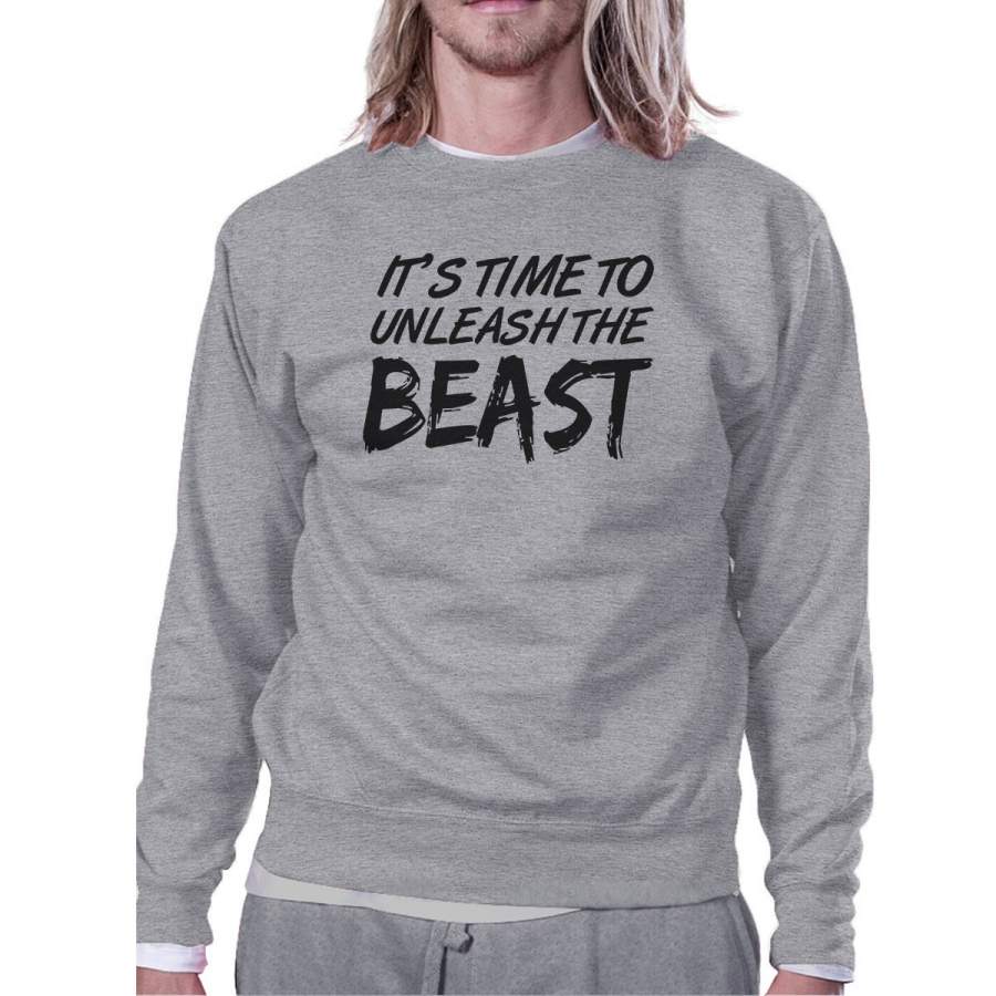 Unleash Beast Unisex Crewneck Sweatshirt Cute Workout Pullover Gift