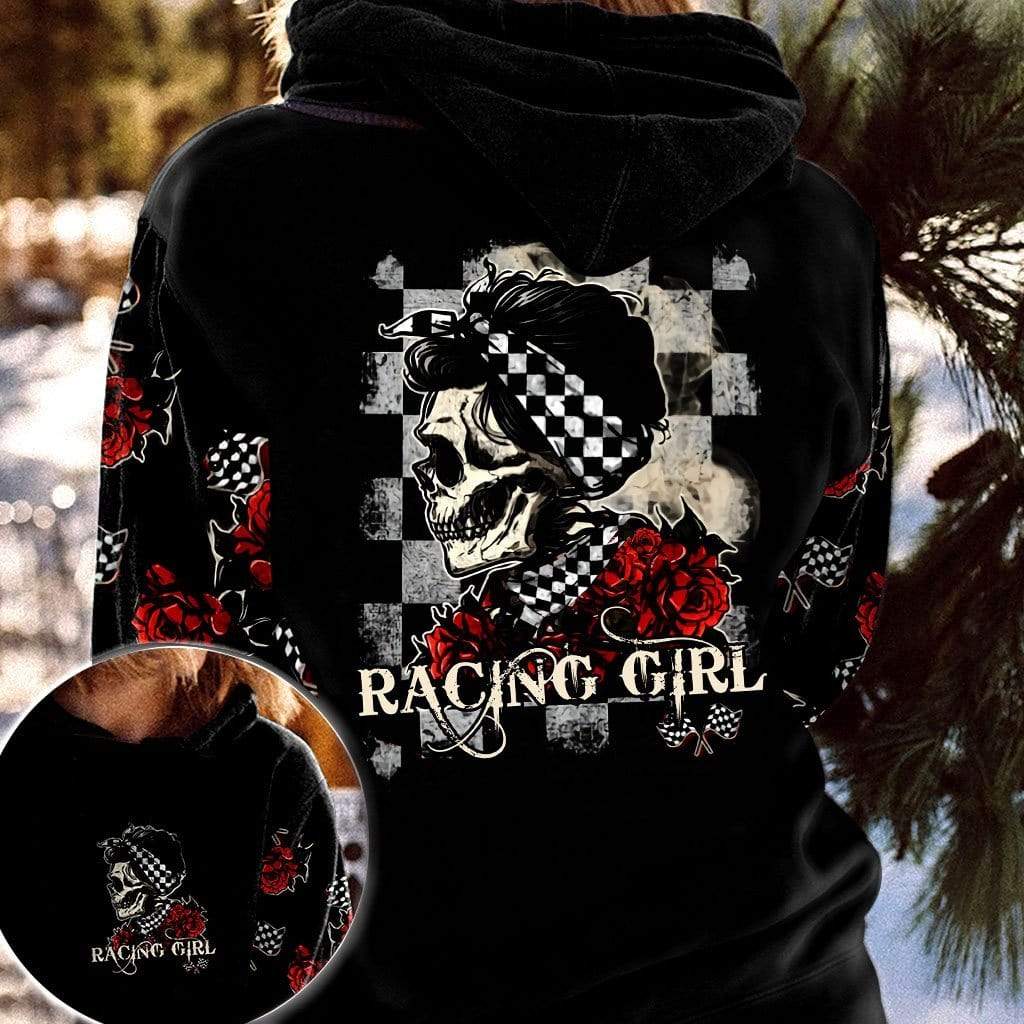 Skull Rose Racing Girl Hoodie #KV