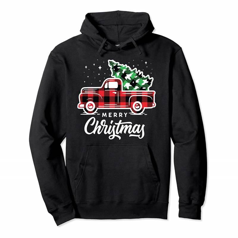 Vintage Style Farm Red Truck with Christmas Tree Pullover Hoodie, T-Shirt, Sweatshirt
