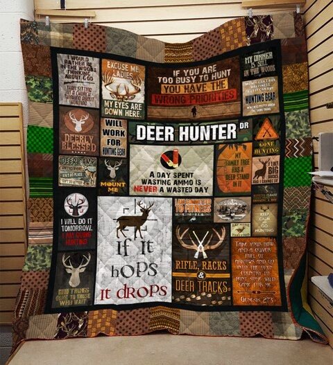 Deer Hunter Printing Dml-Qvk00019 3D Quilt Blanket HGM10