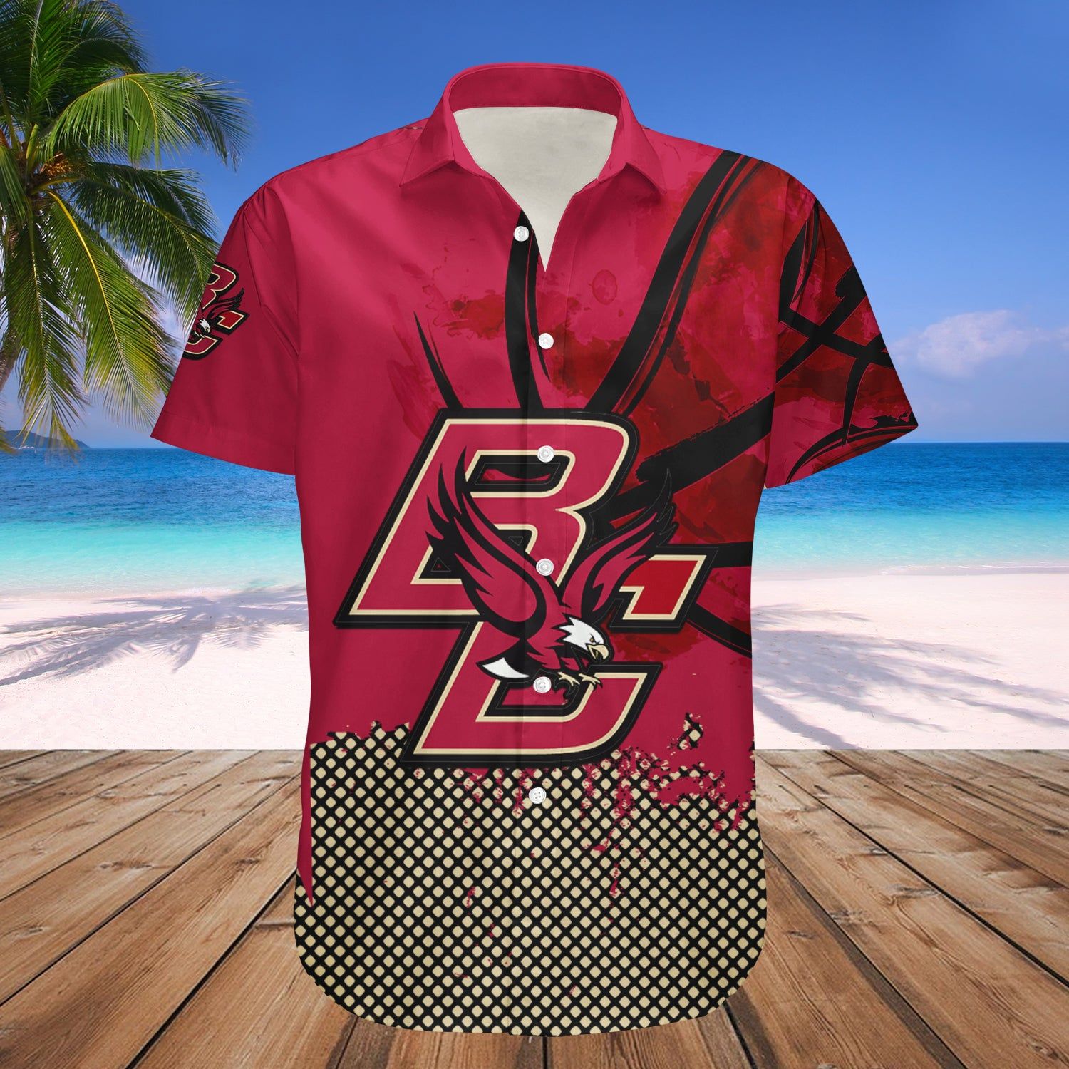 Boston College Eagles Hawaii Shirt Basketball Net Grunge Pattern – NCCA