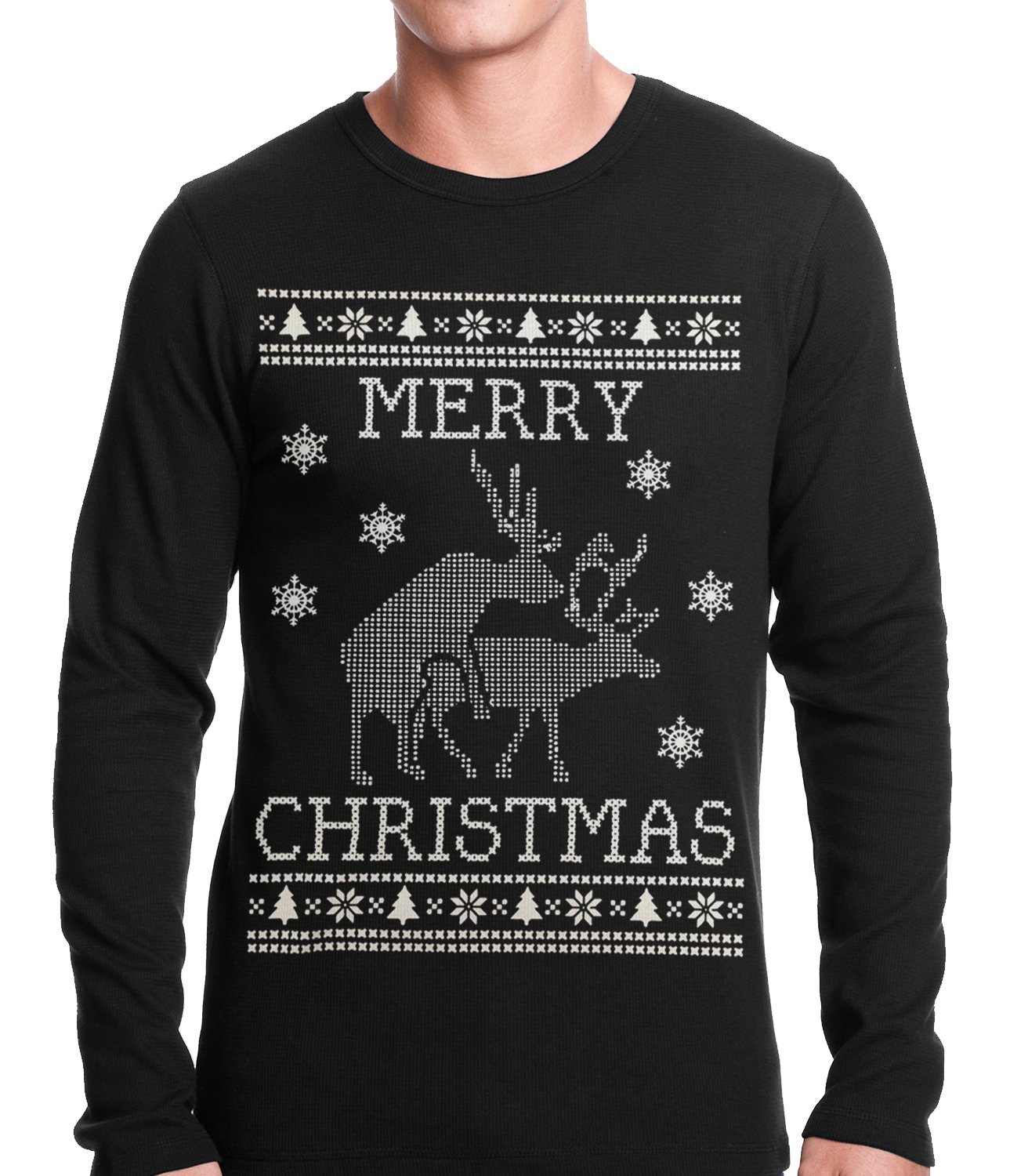 Ugly Christmas Thermal – Humping Reindeer Ugly Christmas Thermal Shirt