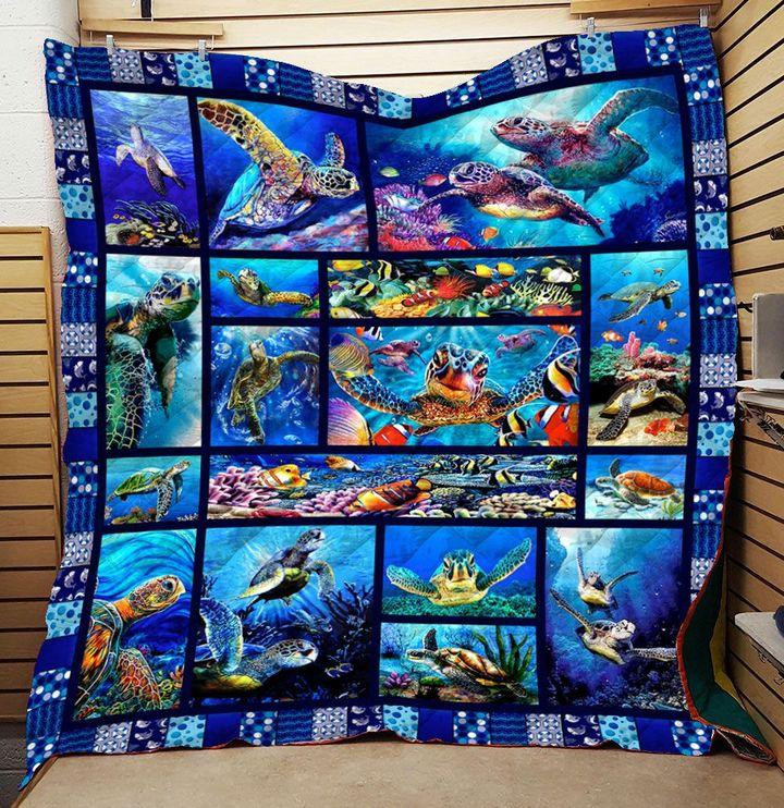 Sea Turtle Blanket Gift For Boy Girl Kids – Ocean Animal Quilting Presents For Birthday Christmas