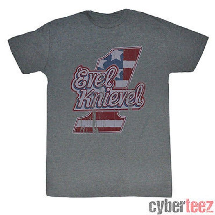 Evel Knievel Logo Gray Number One Shirt