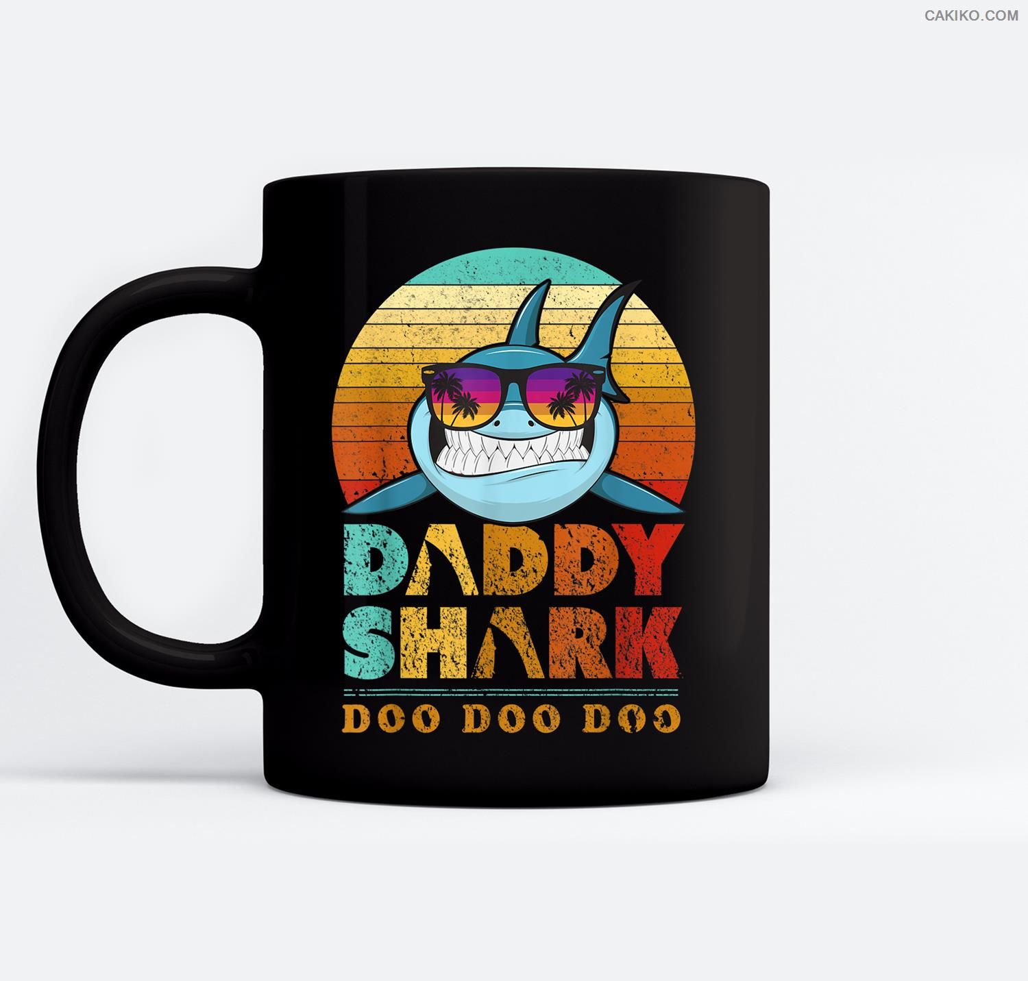 Daddy Shark . Doo Doo Doo . Ceramic Coffee Black Mugs