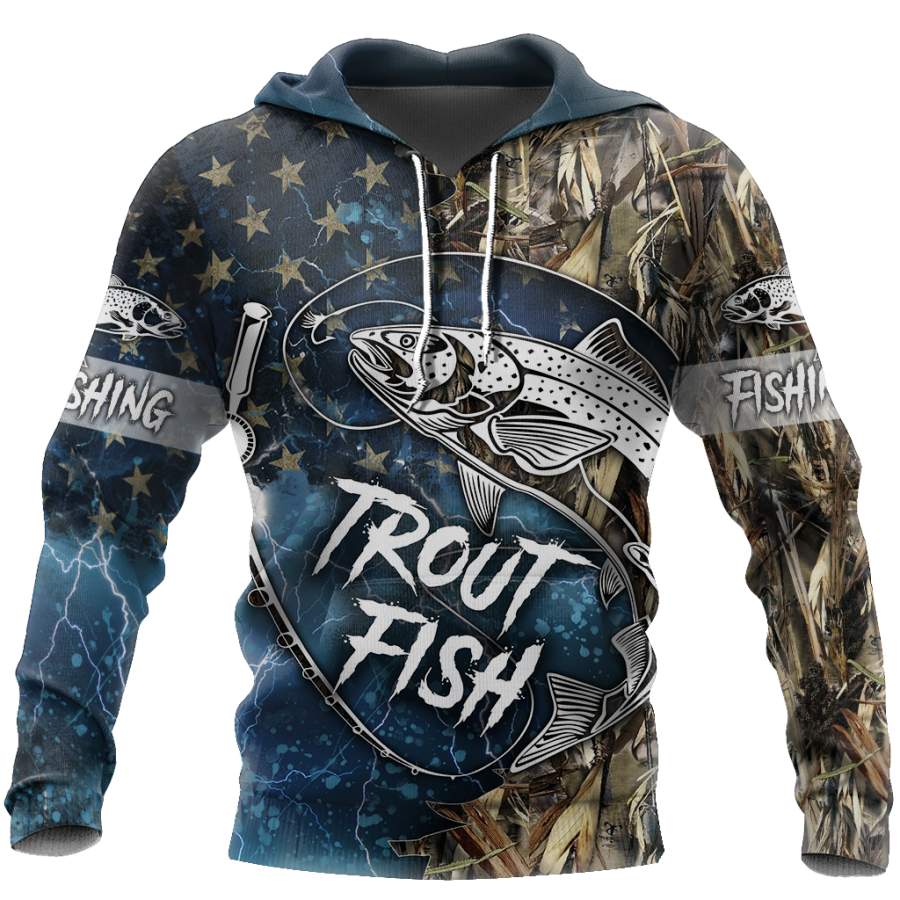 Trout Fishing 3D all over shirts for men and women blue color TR211201