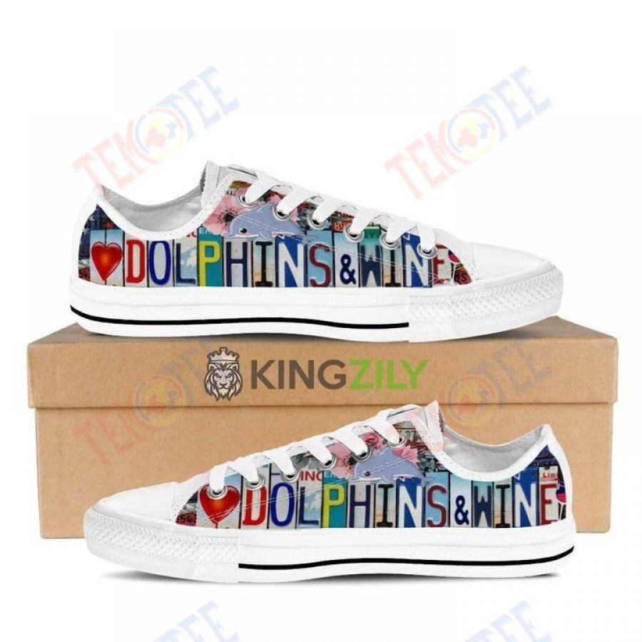 Mens Womens Love Dolphins Wine Low Top Shoes Custom Print Footwear Converse Sneakers TMT197