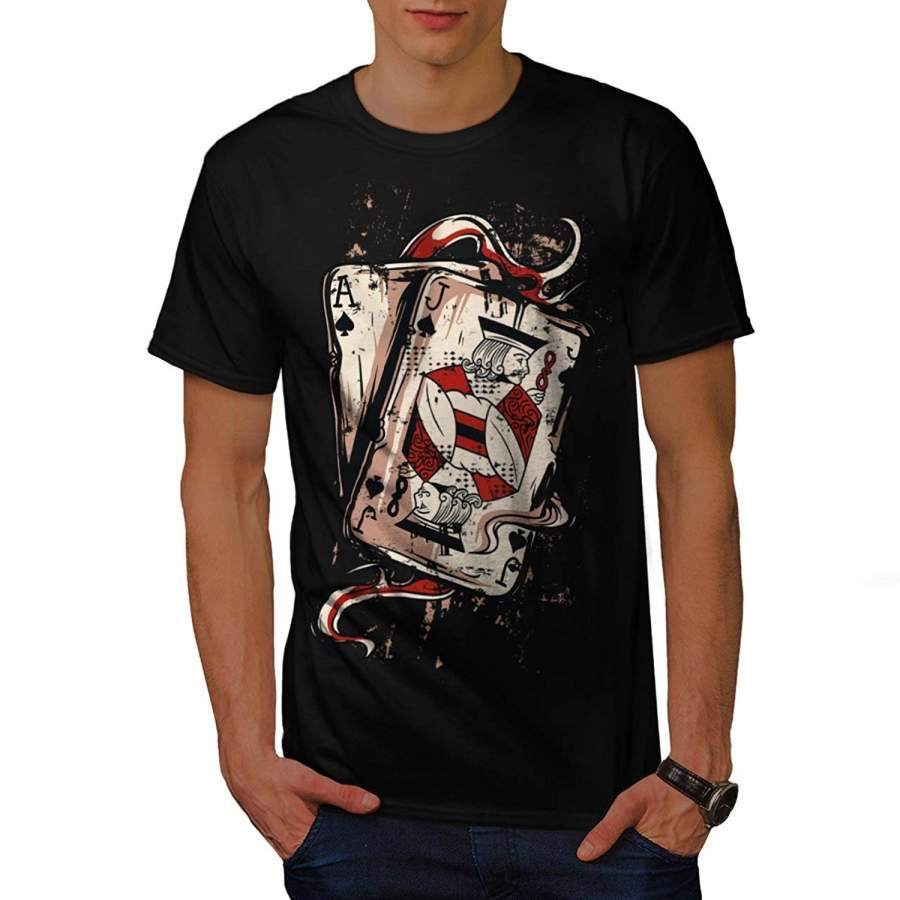 Ace Jack Of Spades Card Playing Men T-Shirt Black S-3Xl