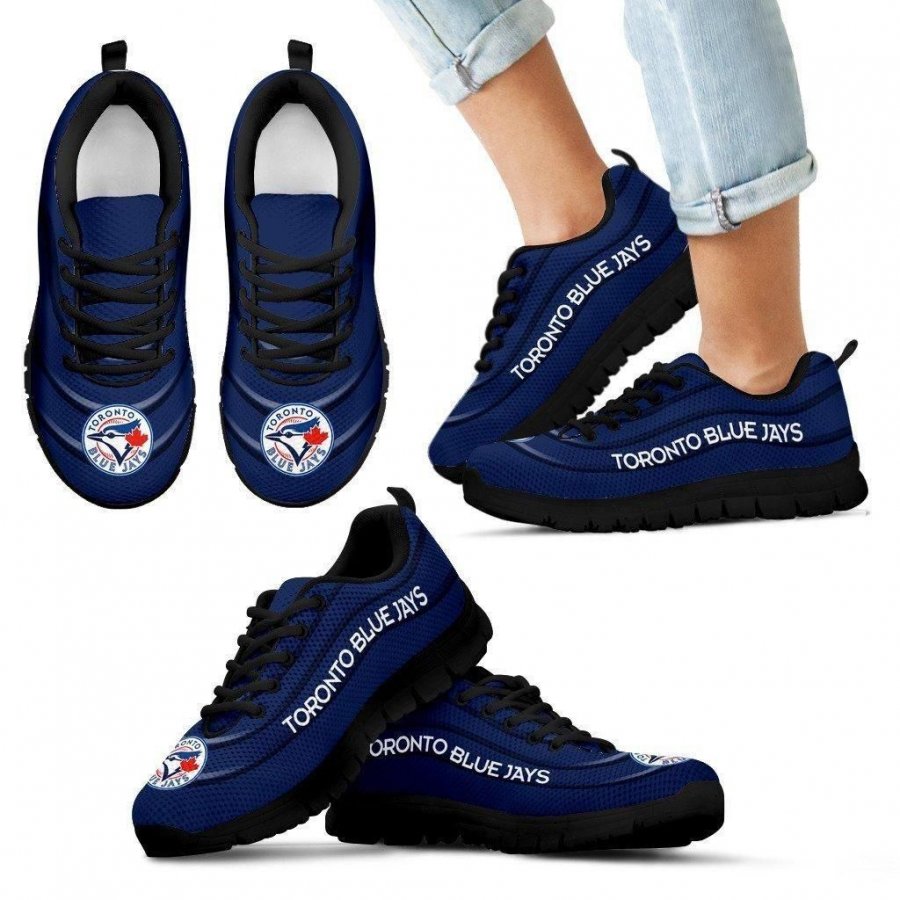 Wave Red Floating Pattern Toronto Blue Jays Sneakers #577