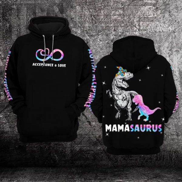 Mamasaurus Autism Unisex Hoodie For Women Personalized Autism Awareness Shirts Clothing Gifts For Mom Ht