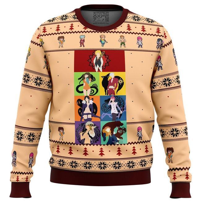 SEVEN DEADLY SINS MINIMAL PREMIUM UGLY CHRISTMAS SWEATER – AMAZING GIFT IDEA – THANKSGIVING GIFT