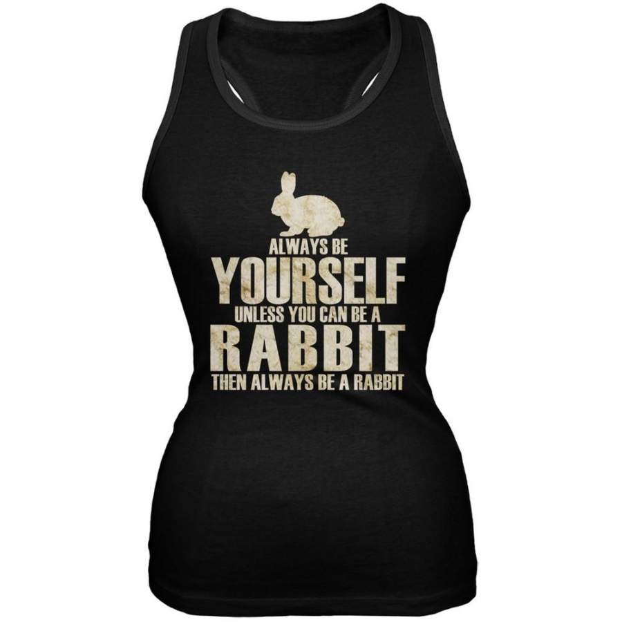 Always Be Yourself Rabbit Black Juniors Soft Tank Top