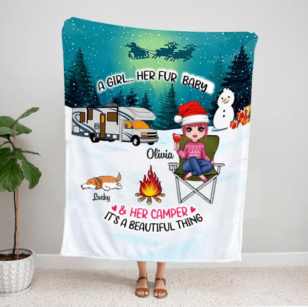 Personalized Santa Throw Blanket – Dog Mom Christmas Gifts – Up To 4 Dogs