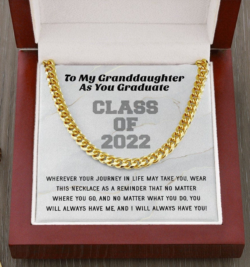 Class Of 2022 High School Grad College Graduation Gift For Granddaughter, Trendy Womens Gold Cuban Link Chain Necklace, Teen Girls Gift