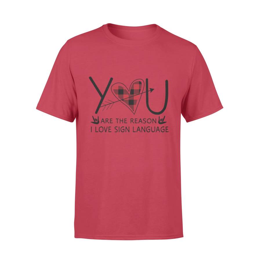 You Are The Reason I Love Sign language Red Buffalo Plaid Ugly Christmas T-shirt