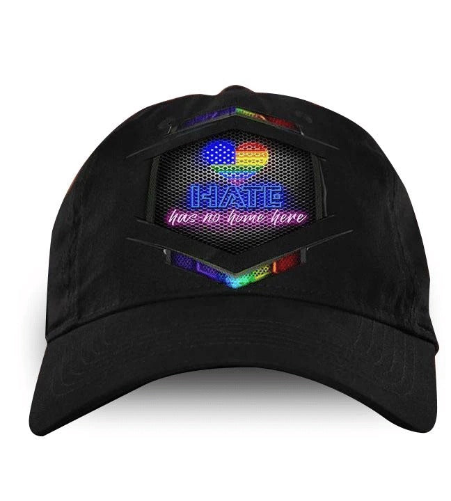 Hate Has No Home Here Lgbt All Overprinting Baseball Cap Hat, Gay Pride Baseball Cap Hat