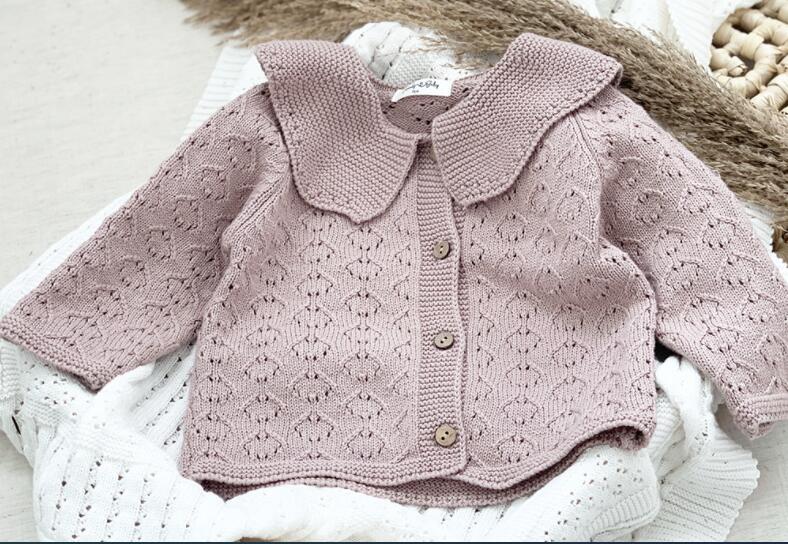 2022 Sweet Kids Girls Floral Embroidered Crochet Sweater Cardigans Jackets Candy Spring Autumn Outw Bubble Hook Flower Clothes alx