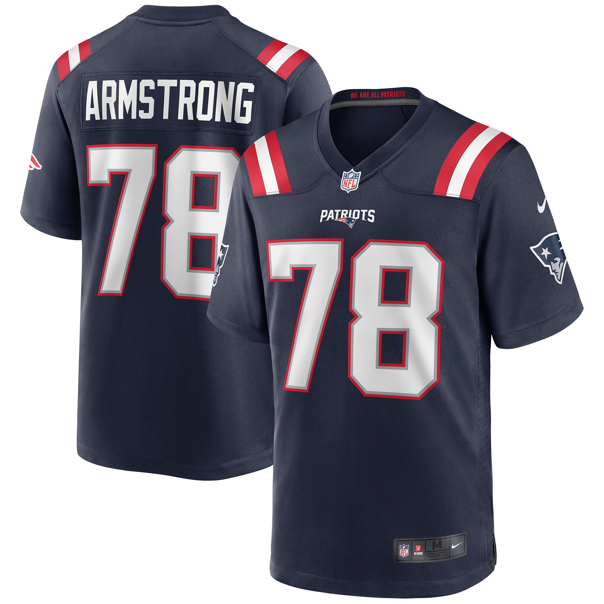 Men’s New England Patriots Bruce Armstrong Navy Game Retired Player Jersey