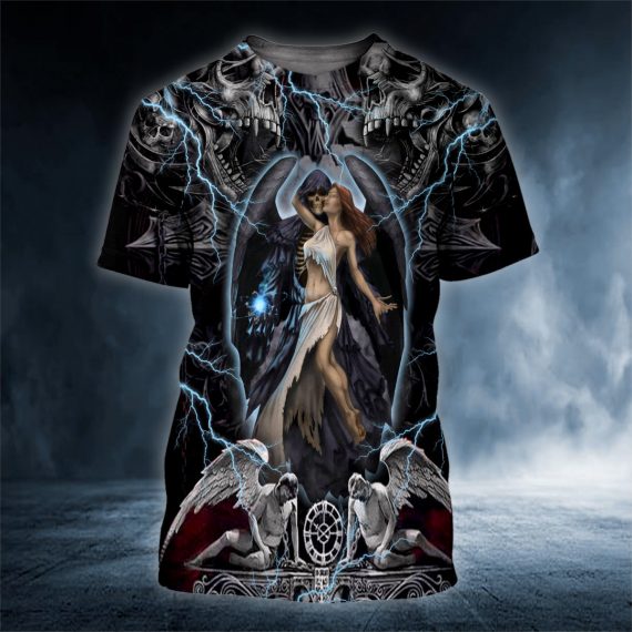 Death And The Maiden Fantasy Couple Love Skull 3D All Over Printed Unisex Tshirt Us Size