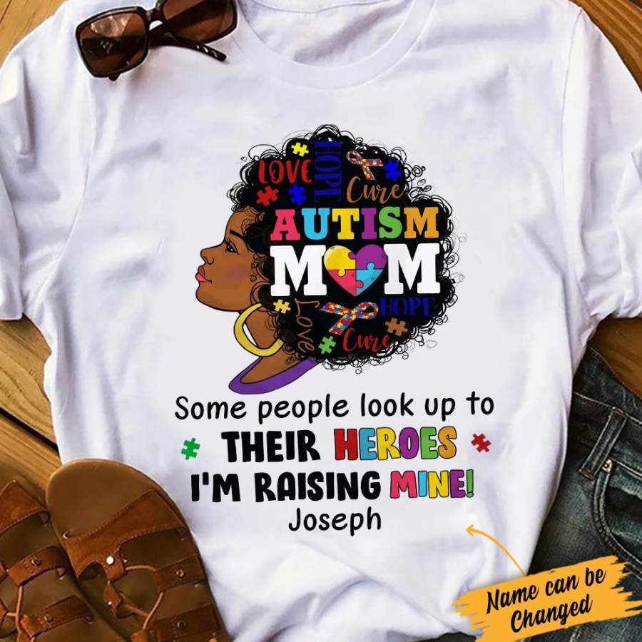 Personlized Autism Mom BWA Raising Her Hero T Shirt AG52 29O34