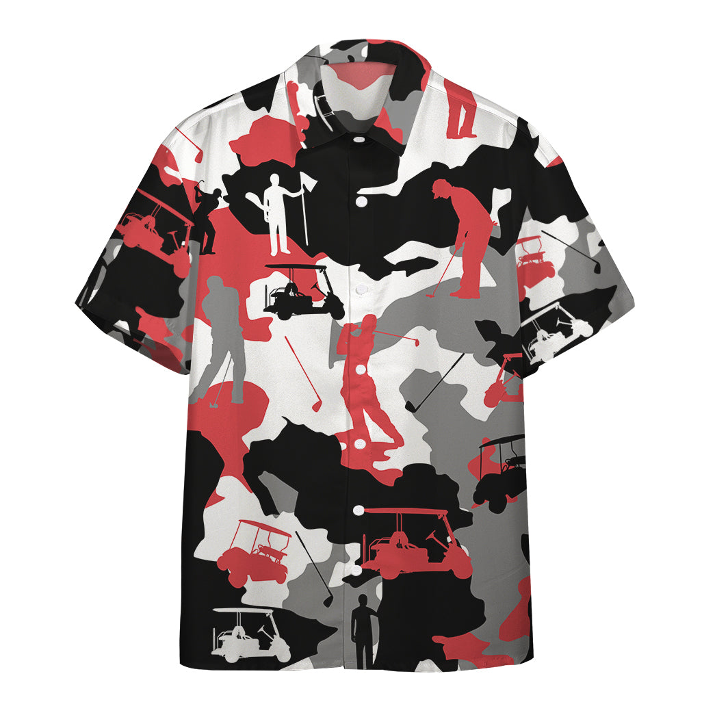 Gearhumans Red And White Camouflage Golf Custom Hawaiian Shirt Ha33619