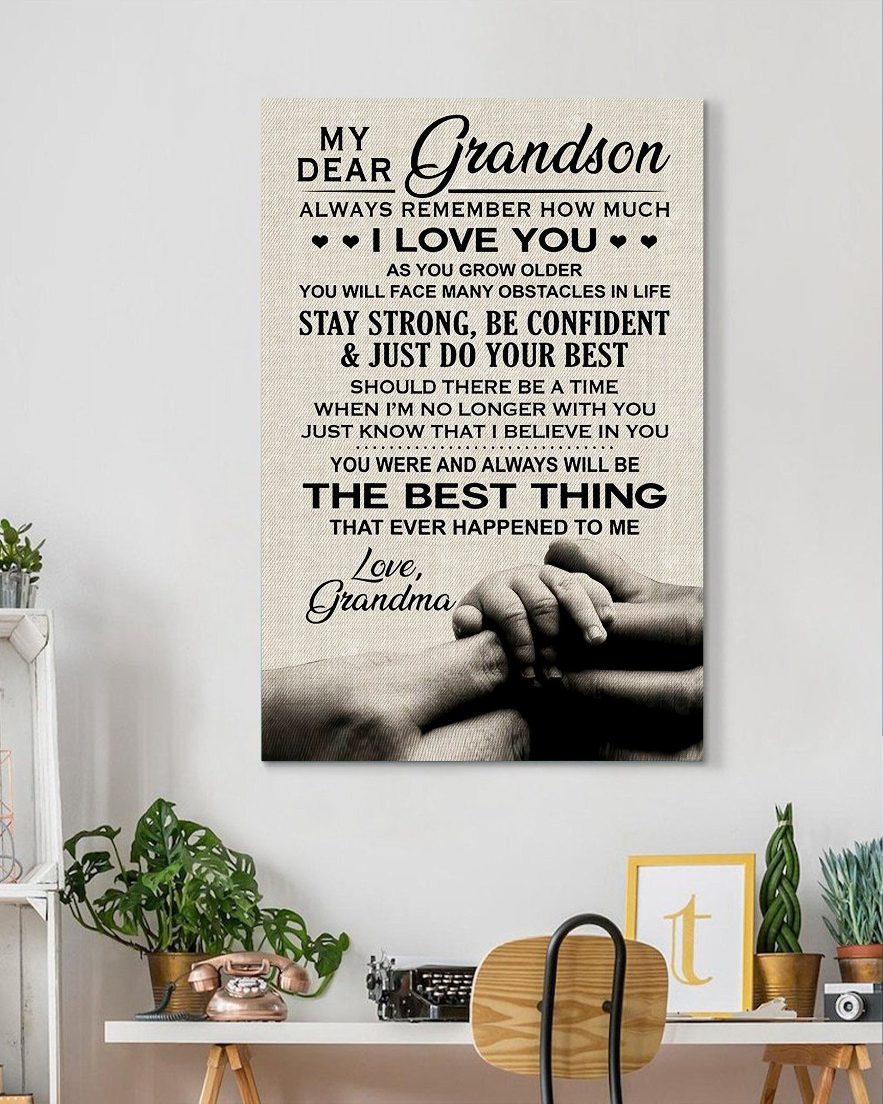 & Canvas | My Dear Grandson Always Remember How Much I Love You, Birthday Gift, Wall Art, Christmas Gift, Grandma Gift, Gandson Gift