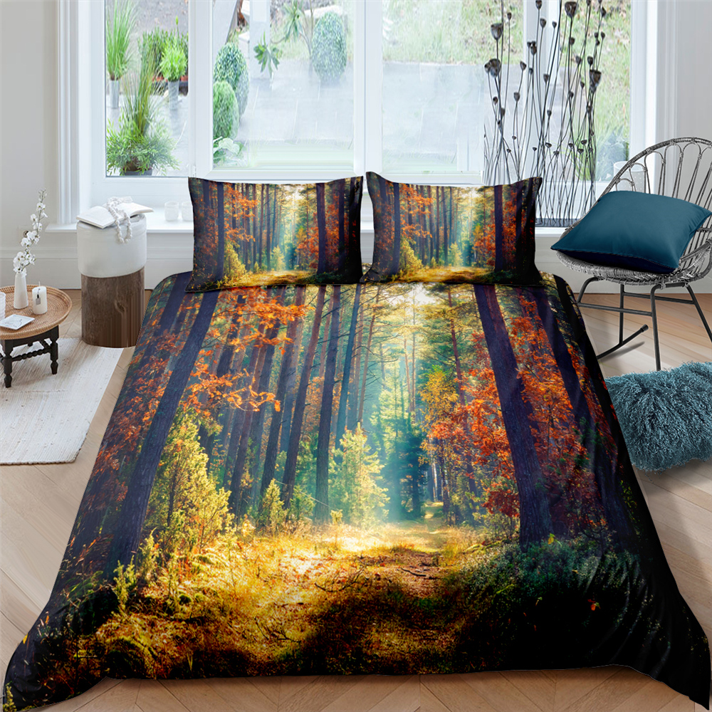 Beautiful Nature Scenery Bedding Set Bed Floral Trees Duvet Cover With Pillowcase Home Decor Bedclothes Soft Cloth