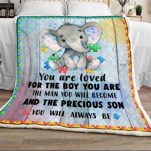 You Are Loved For The Boy You Are Elephant Cla1712201F Sherpa Fleece Blanket