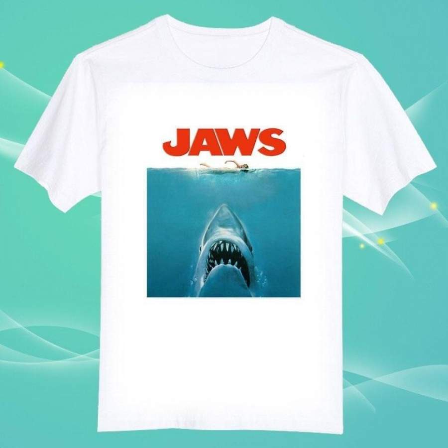 Jaws Movie Poster O Neck Cotton Unisex Tee Short Sleeve Men T Shirt