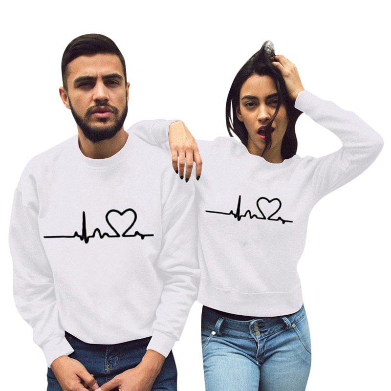 Couple Hoody Sweatshirt Men’s Women’s Valentine’s Day Heart Print Loose Pullover Hooded Sweatshirt Long-sleeved Casual Blouse alx